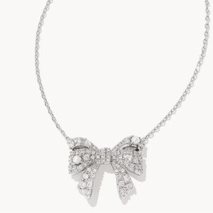 Kendra Scott Krista Silver Bow Pendant Necklace in White Mix-NWT